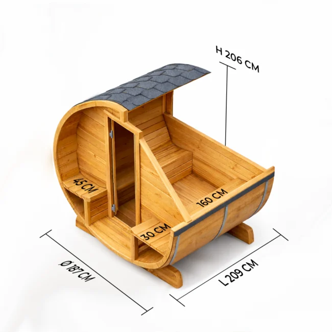 Alternative view of Barrelsauna TR210 - Halfglas
